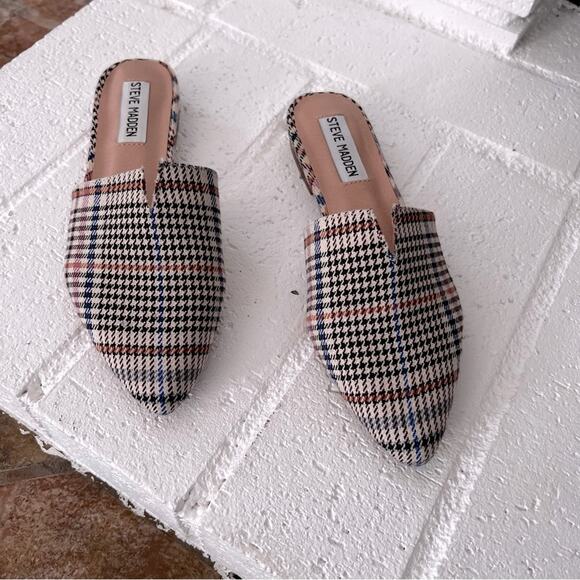 STEVE MADDEN ALLY Pointed Slip On Mule Size 5.5 Plaid Brown Multi - Picture 4 of 10